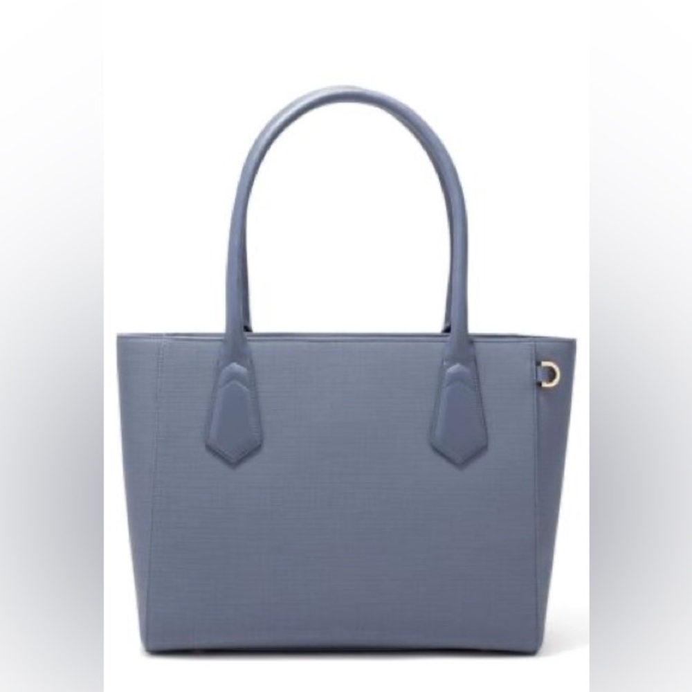 NWT Dagne Dover Signature Ash Blue Classic Leather Tote